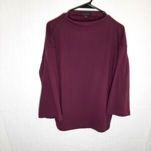Banana Republic M Top Women Burgundy Mock Neck Long Sleeve Modal Stretch